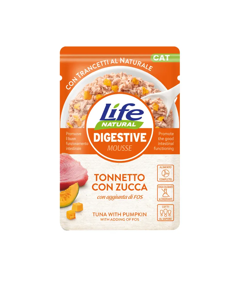 Hrana Umeda Pisici, Life Natural Digestive Mousse Ton si Dovleac, 70 g