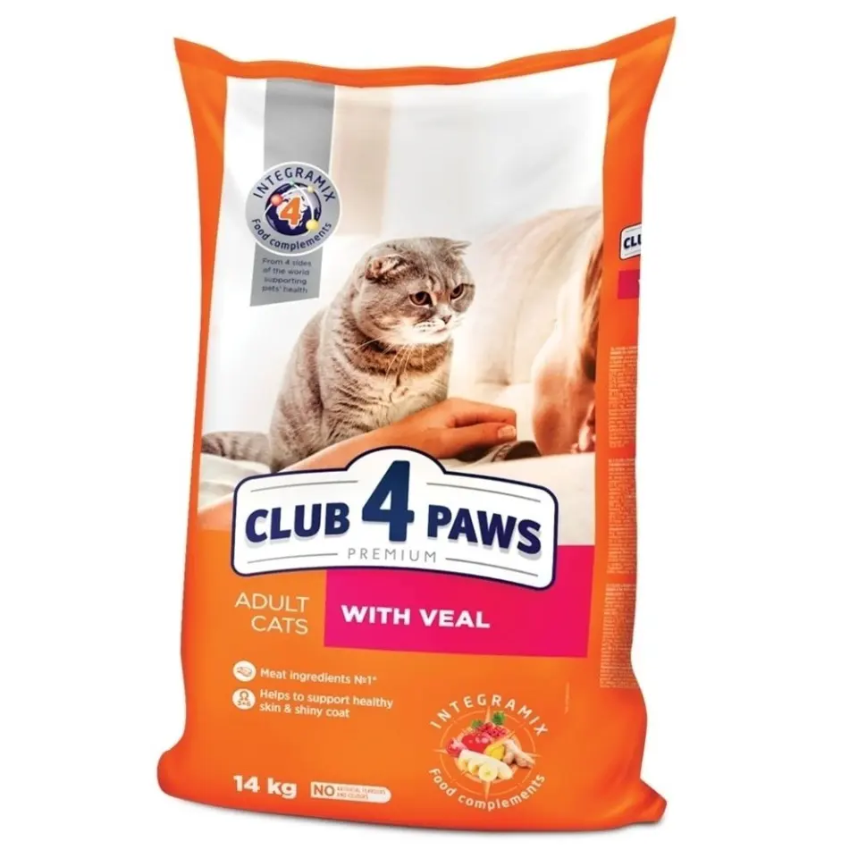 Hrana uscata premium pisici, Club 4 Paws Adult, Vita, 14 kg