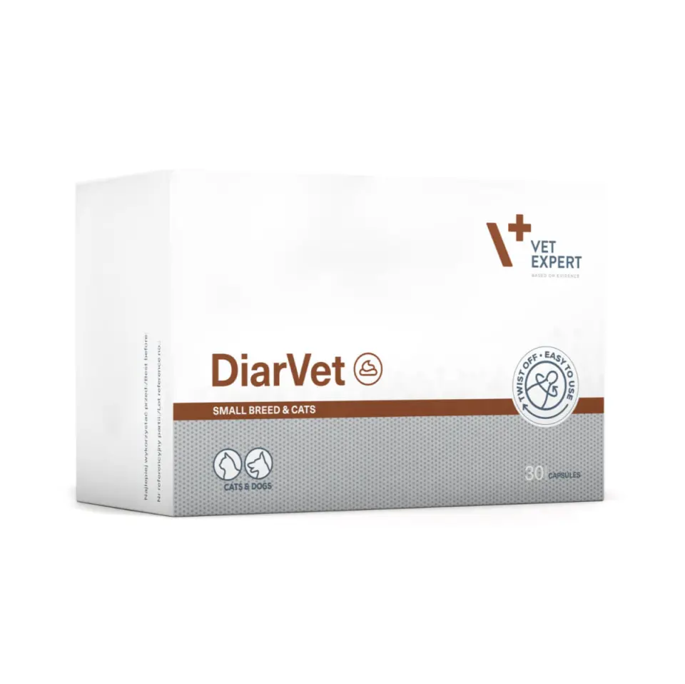 VET EXPERT DiarVet Small Breed & Cats, supliment sistem digestiv câini, capsule