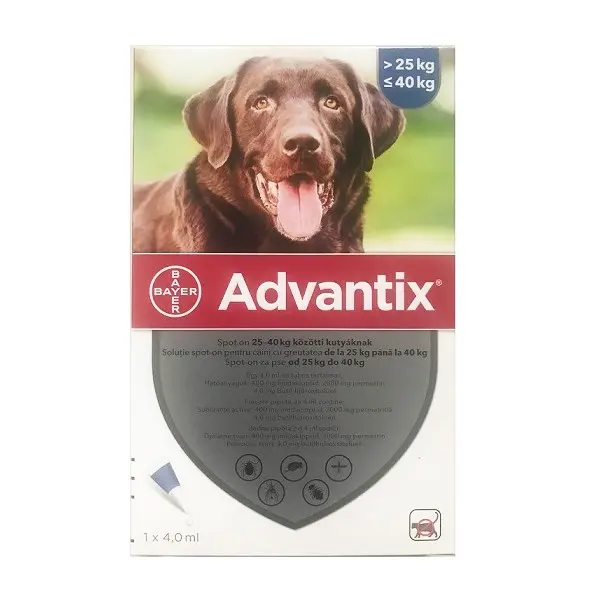 Advantix solutie antiparazitara pentru caini intre 25-40 kg, 1 pipeta