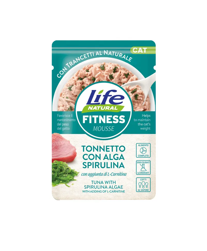 Hrana Umeda Pisici, Life Natural Fitness Mousse Ton si Alge cu Spirulina, 70 g