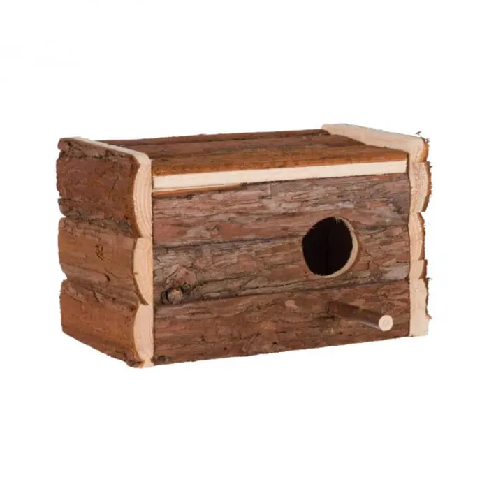 Cuib din lemn natural potrivit pentru pasari 21 x 12 x 13 cm
