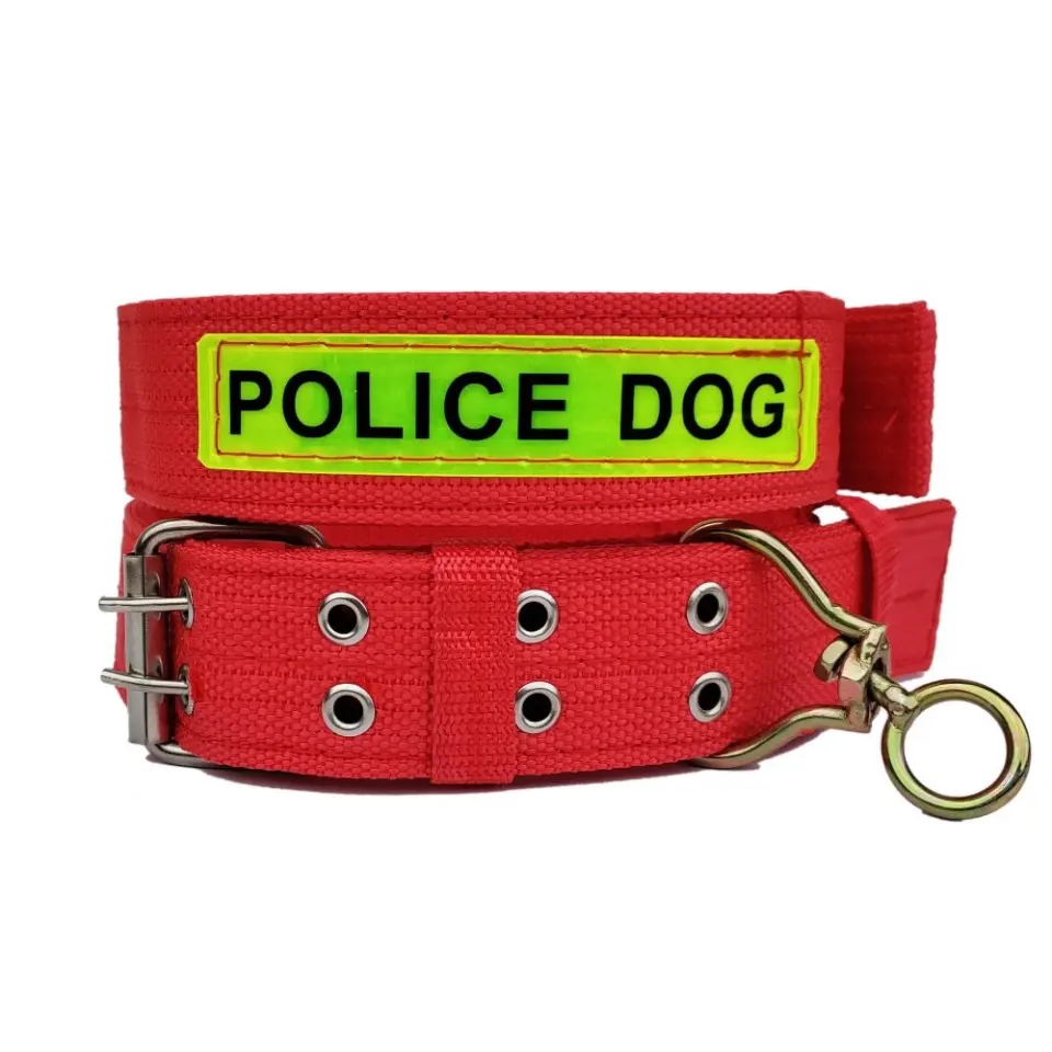 Zgarda groasa Police dog 4/60 cm rosu