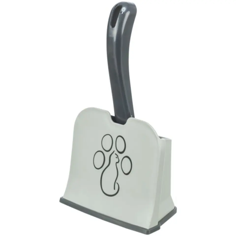 TRIXIE Litter Scoop with Stand, lopățică litieră pisici, alb și gri, L, 1buc