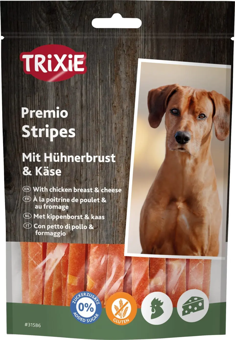 Trixie Recompense pentru Caini, Premio, Fasii cu Pui si Branza, 100 g