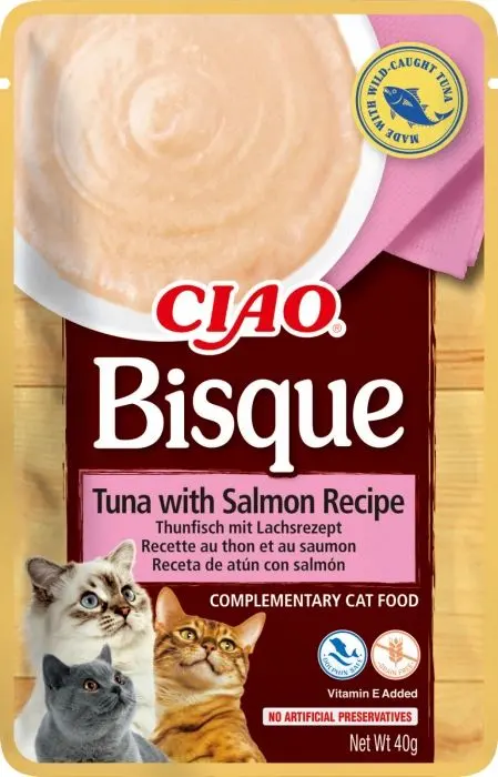 Ciao Churu Inaba Bisque pentru Pisici cu Ton si Somon, 40 g