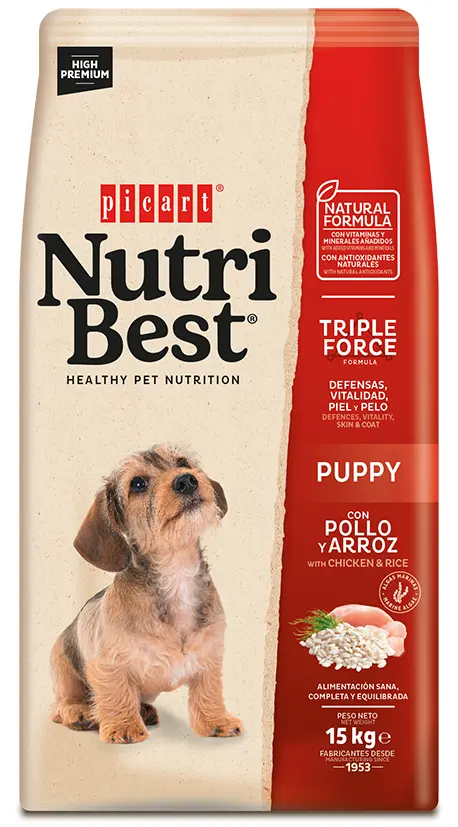 Hrana Uscata Caini Premium, NutriBest Puppy, Pui si Orez, 15 kg